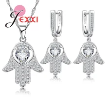 Ювелирные наборы для женщин, свадебные аксессуары, серебряные серьги и ожерелье с кристаллами, кулон для женщин, подарок
