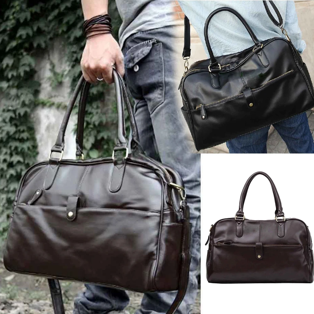 2018 Hot Fashion Men Casual Faux Leather Handbag Shoulder Bag Duffle Tote Bags AB@W2 Women bag ...