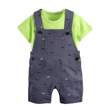 bebe the same style 2016 Summer Style Children’s Clothing Baby Boy Suit Set Short Sleeve T-shirt+ Overalls bebe baby Overalls