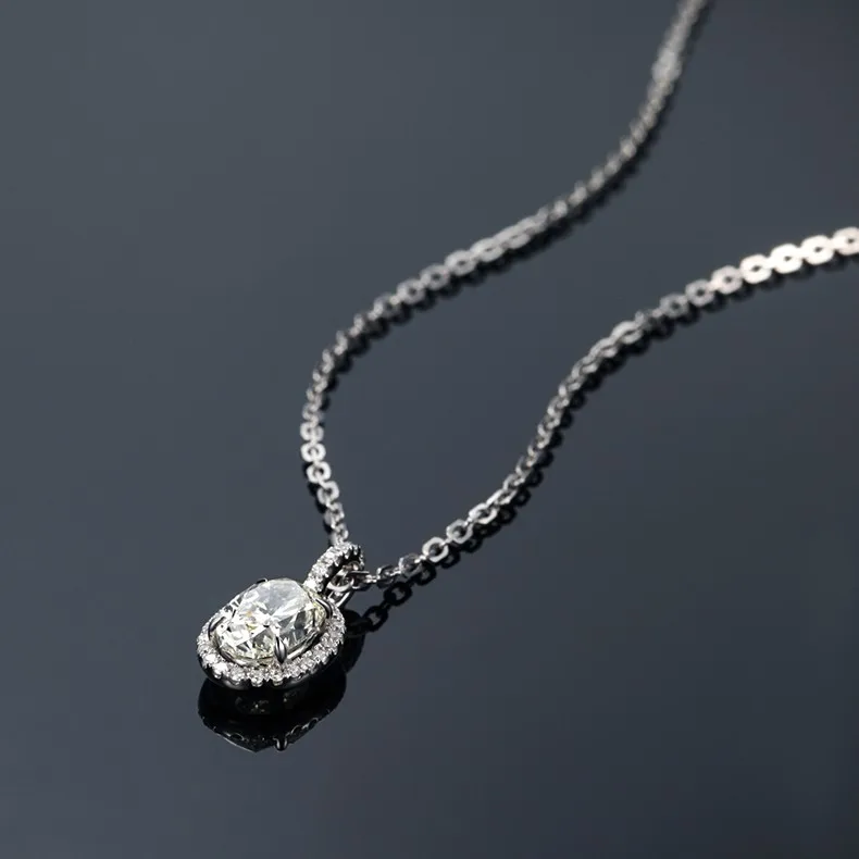 ZOCAI овальной огранки 0,6 CT Certified D-E/VVS Diamond 18 К белого золота кулон с 925 серебряная цепь цепочки и ожерелья D03815