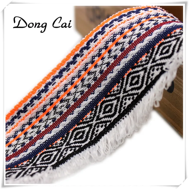 

5yards/lot 5CM national tassel jacquard webbing Embroidery Ribbon DIY Handmade Sewing Material Accessories National Style lace