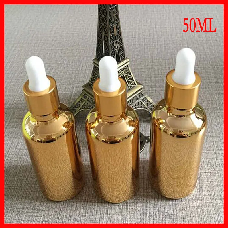 50ml essential oil glass bottle dropper w golden plated makeup