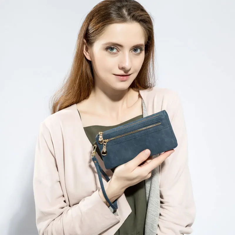 High Capacity Fashion Women Wallets Long Dull Polish PU Leather Wallet Female Double Zipper Clutch Coin Purse Ladies Wristlet High Capacity Fashion Women Wallets Long Dull Polish PU Leather Wallet Female Double Zipper Clutch Coin Purse Ladies Wristlet