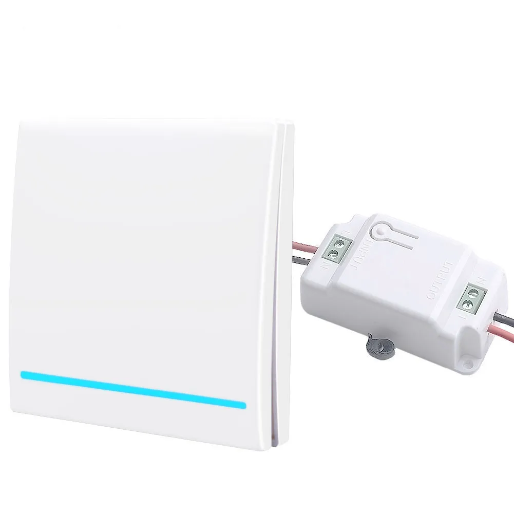 

433Mhz Wireless Switch Light smart push RF Remote Control AC 110V 220V Receiver 50M Wall Panel button Bedroom Lamp White
