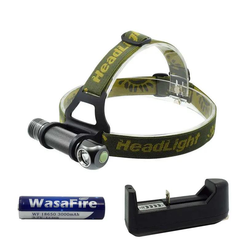 

WasaFire LED Headlamp 3 Mode Headlight Head Torch Mini Led Flashlight Lantern With 18650 Battery + Charger For Camping Hunting