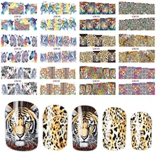 12 видов конструкций в 1 Набор Модная стильная наклейка на ногти Водная передача Тигр Леопард животное полный кончик ногтей инструмент BEBN85-96
