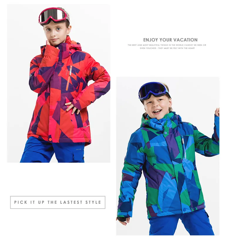 Girl Ski Suit Waterproof Windproof Hooded Jacket and Pant High Quality Kids' Winter Snow Girls Clothes Outdoor-20-30 Degree