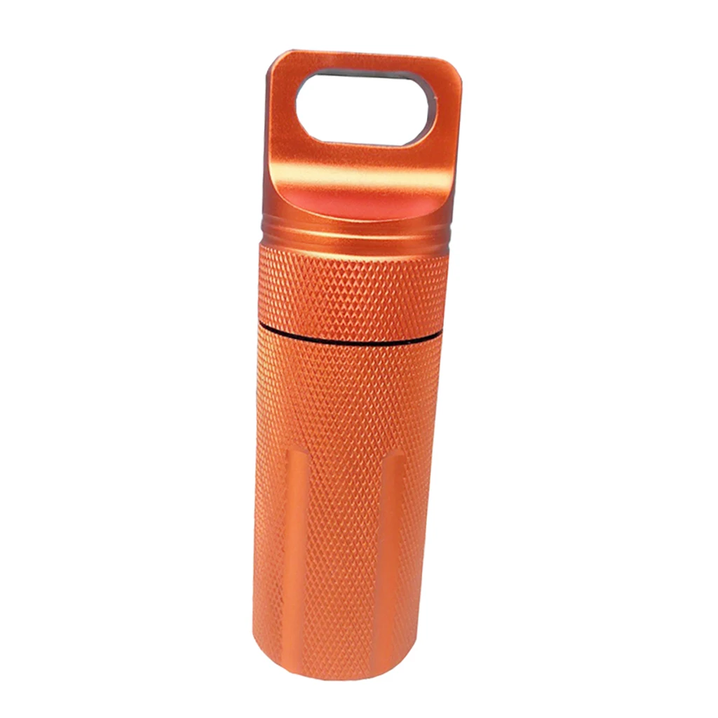 Водонепроницаемый Открытый Отдых Путешествия Портативный алюминиевый чехол для таблеток Бутылка Контейнер для хранения с держателем брелок-Органайзер - Цвет: Orange