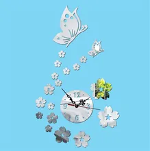 2016 New sale Wall Acrylic Wall Sticker Stickers Home Decor Modern Large 3d Clock Fashion sale Butterfly Mirror Free Shipping