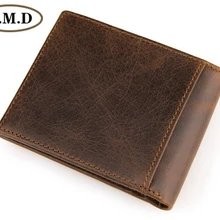 Мужской кошелек из натуральной воловьей кожи, короткий кошелек для монет, небольшой винтажный кошелек, брендовый Высококачественный винтажный дизайнерский 8054B
