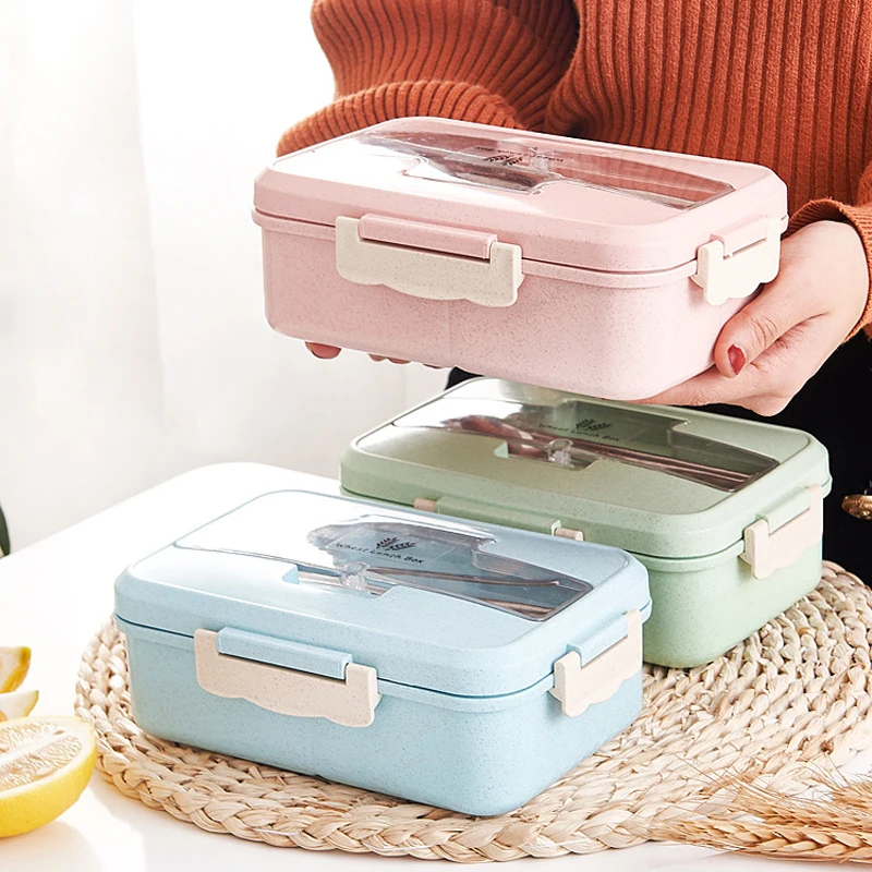 

1200ml Healthy Material Lunch Box Wheat Straw Bento Boxes Microwave Dinnerware Food Storage Container Lunchbox