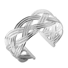 Envío Libre, 25 joyería de Plata, pulsera grande reticulada, 925 Brazalete de Plata, Joyería Al Por Mayor SZ077