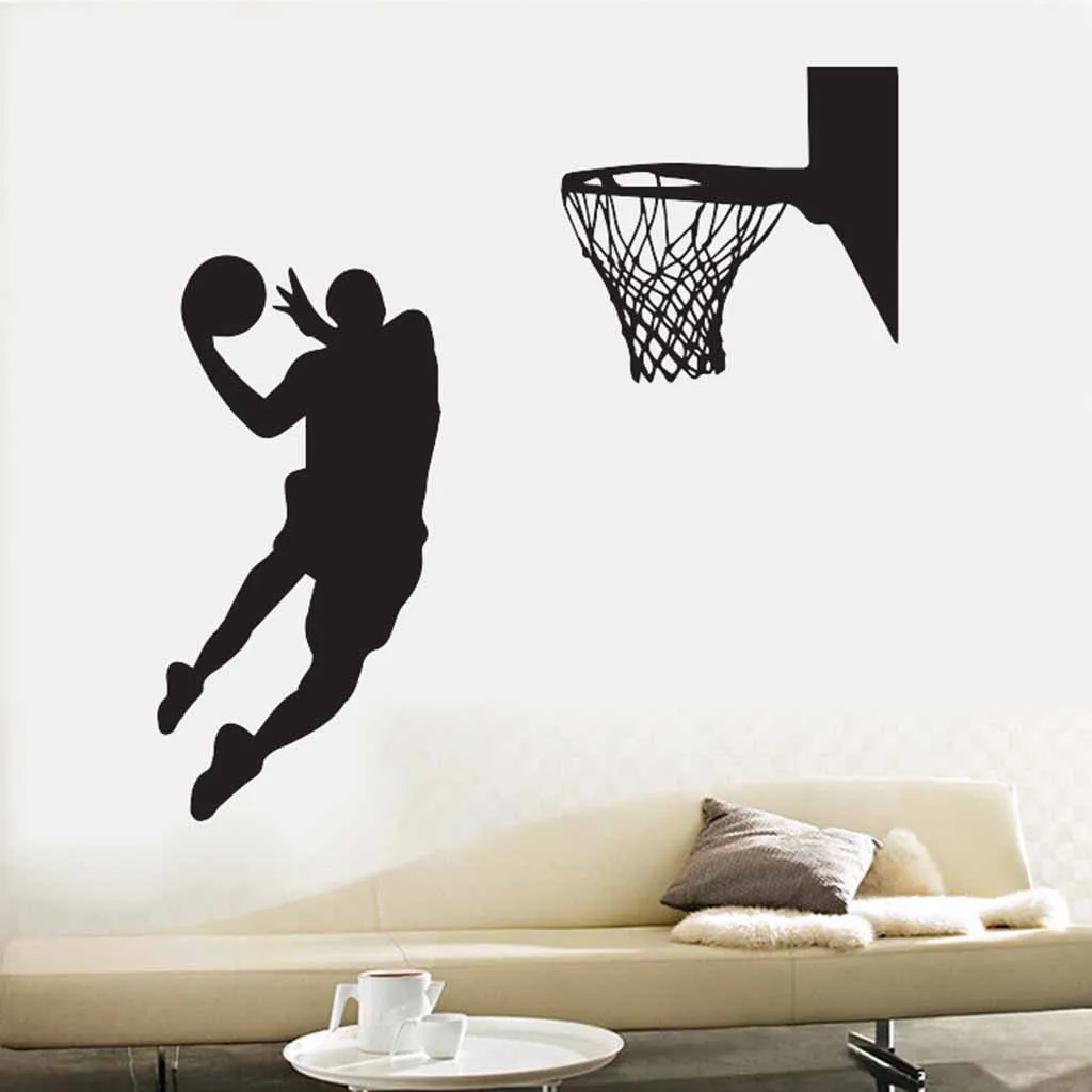 

Basketball player slam dunk wall sticker vinyl wall stickers boy teen children room stickers painting room decoration z0522#G30