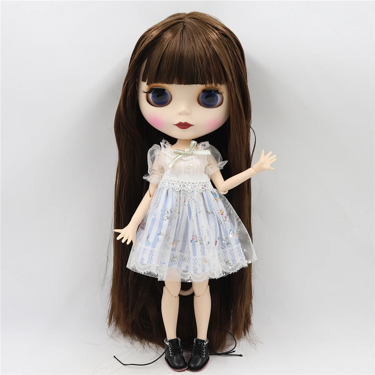 Фабрика blyth кукла 1/6 bjd шарнир тела темная кожа матовое лицо фиолетовые волосы без