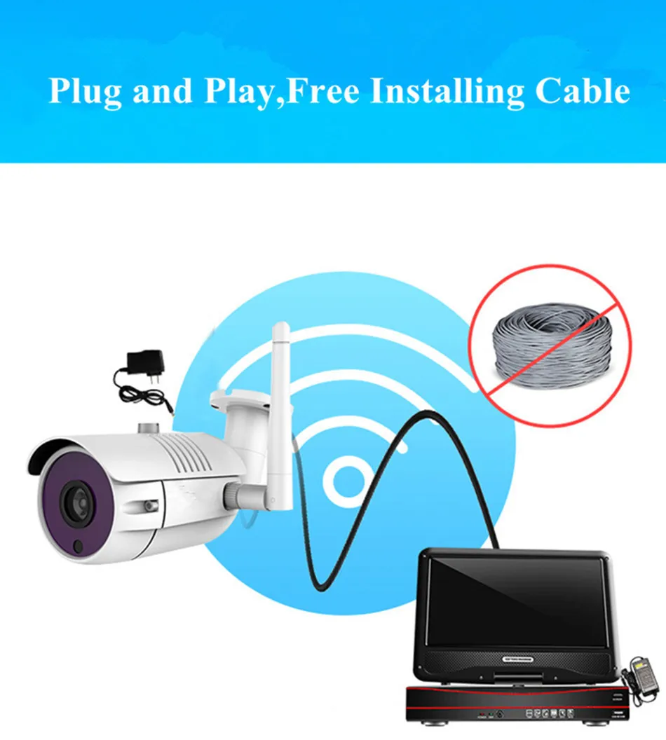 Камера видеонаблюдения 4 канала 1080P Wi Fi 8 каналов H.265 беспроводная