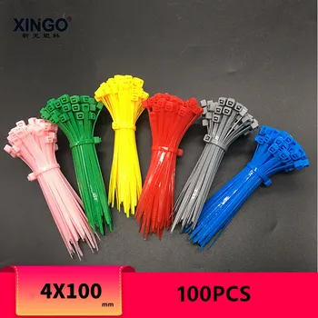 

Xingo 4x100mm Self locking Nylon Cable Zip Ties 100pcs Plastic Colored Cable Zip Tie 40lbs UL Rohs Approved Loop Wrap BundleTies