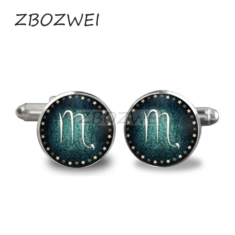 Запонки ручной работы модные высококачественные запонки из стекла Зодиак 2018|f