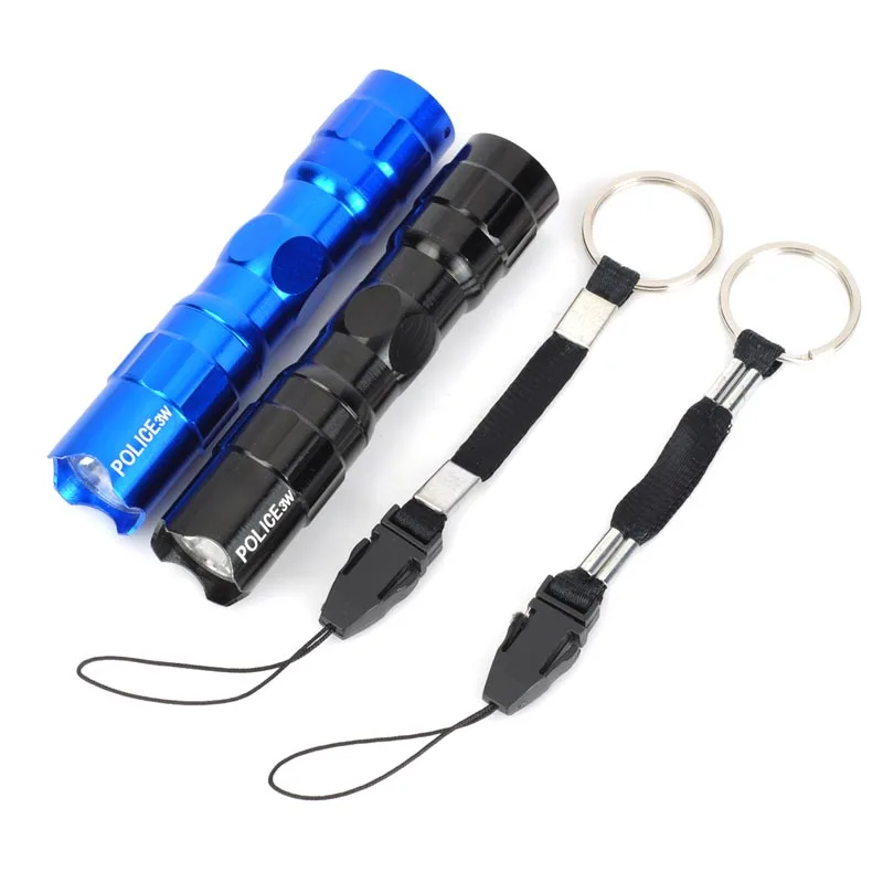 

(2pcs/ set) 3w mini Torchlight White Light LED Flashlight mini Keychain Flashlight Torch Pocket LED Lamp w/ Key Ring (1x AA)