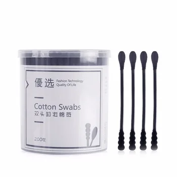 

200Pcs Cotton Swabs Paper Handle Double Head Swab Ear Cleaning Health Cotton Tipped Applicator Stick Multi-functional Tool Black