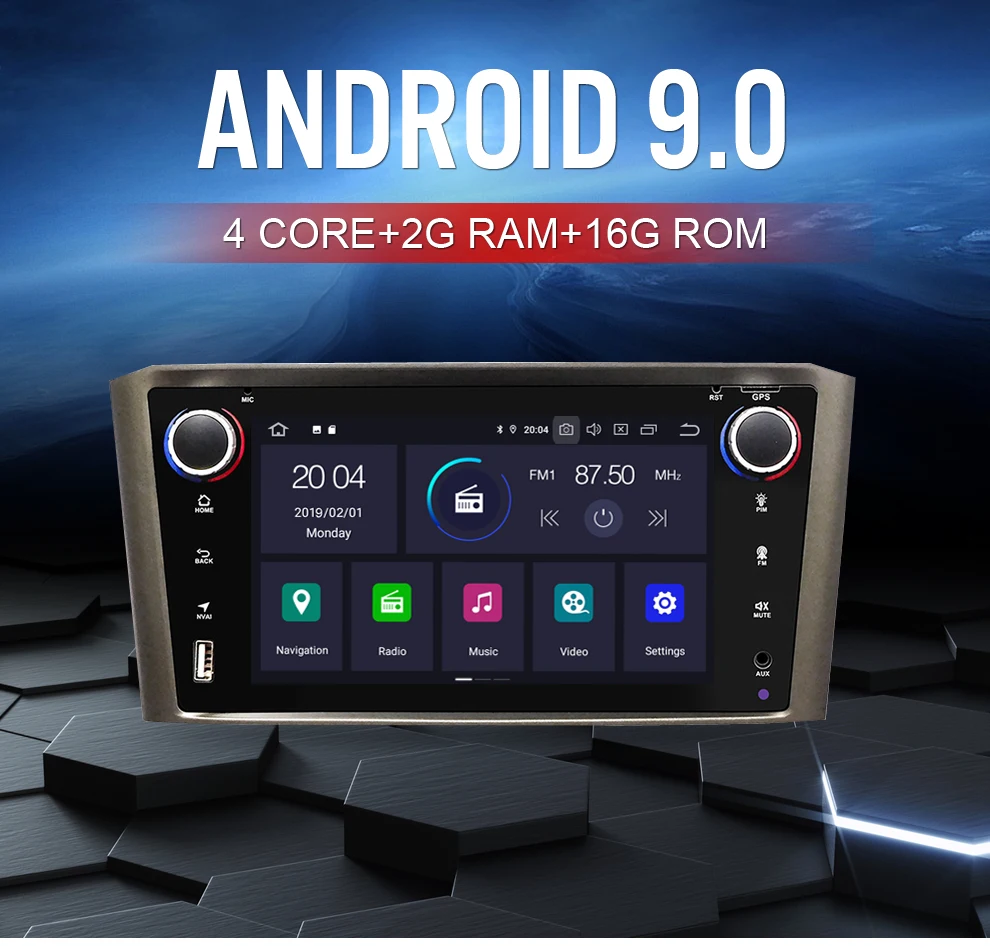 Cheap Android 9.0 IPS 2G RAM Car DVD Stereo Player For Toyota Avensis/T25 2003-2008 Car PC Head 1 Din GPS Navigation Video Multimedia 0