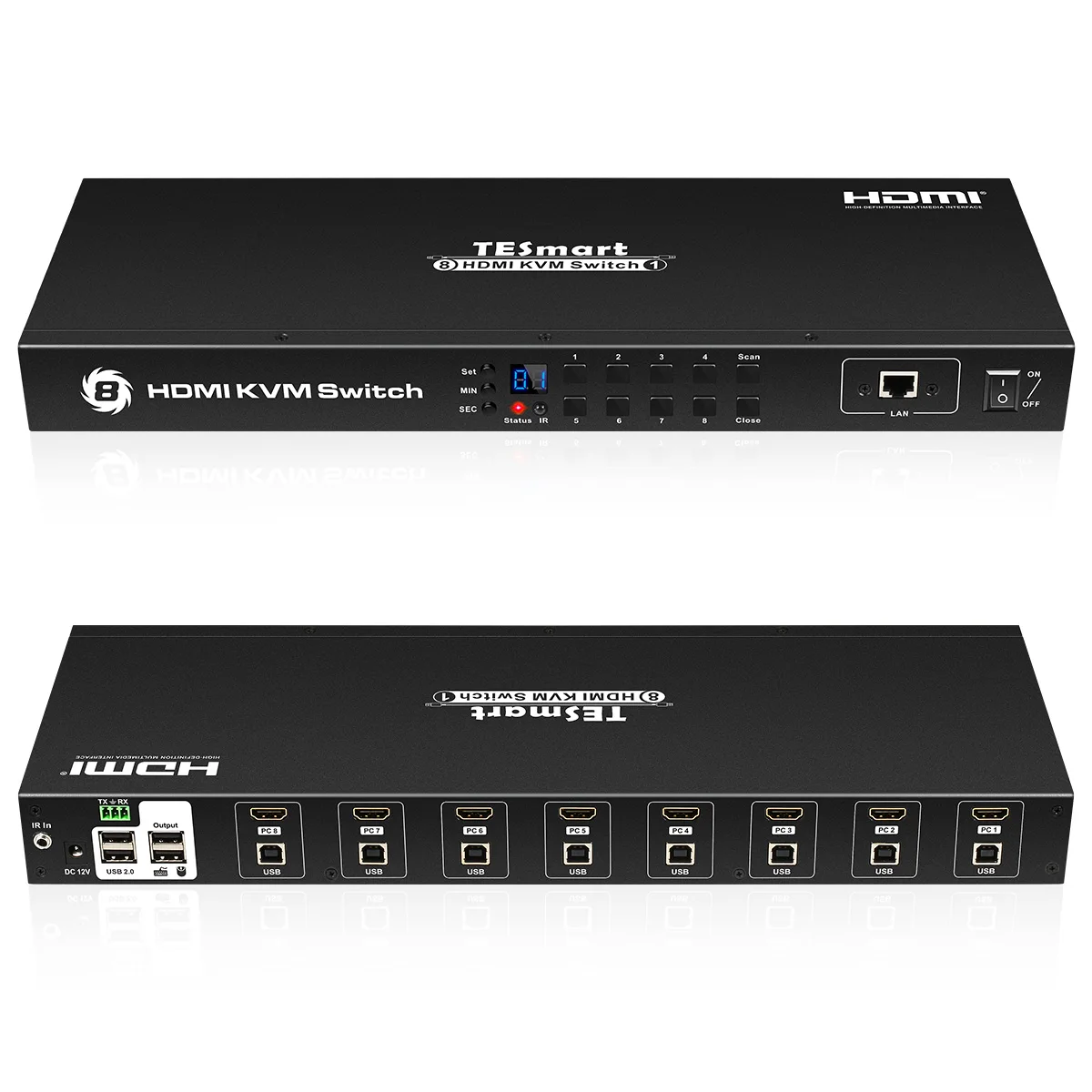 TESmart HDMI KVM переключатель 8 порты и разъёмы поддержка 3840*2160/4 к 2 шт. стойки уши Стандартный 1U управление восемь серверов w/один видео мониторы