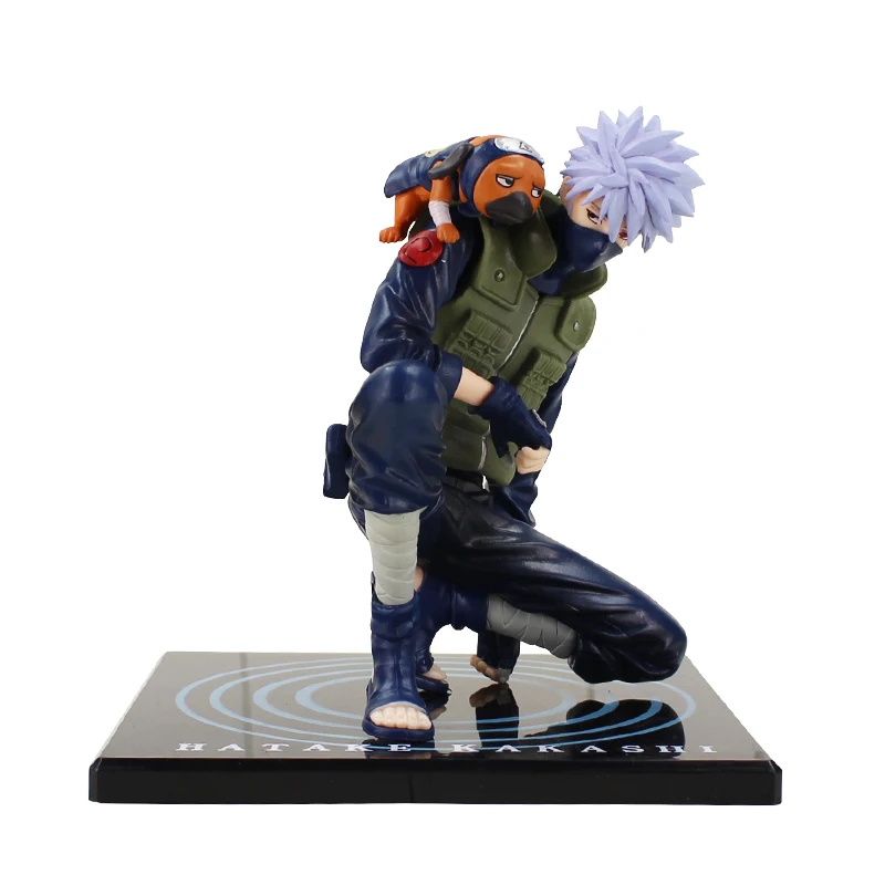 

14cm Naruto Shippuuden Kakashi Figure Toys Hatake Kakashi With Ninken Pakkun Dog Cute Cartoon PVC Model Dolls
