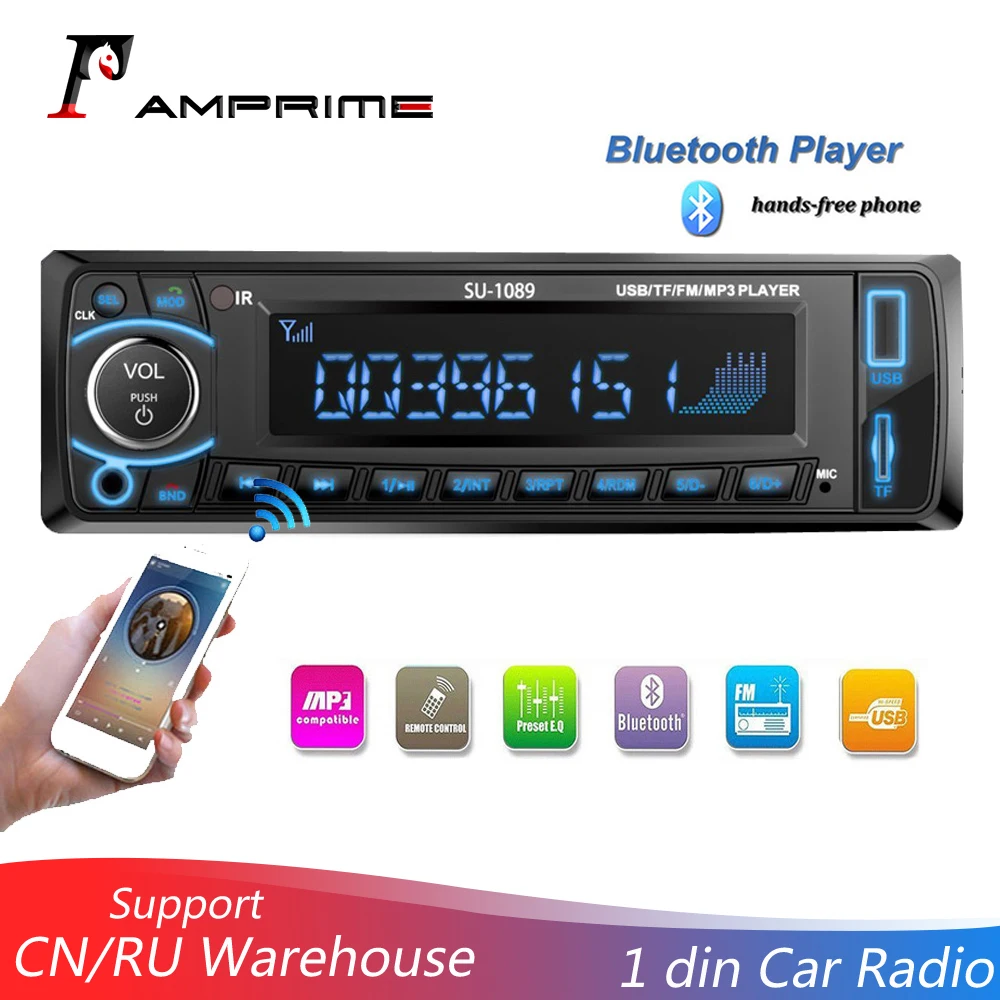 Автомагнитола AMPrime 12 в автомобильное радио Bluetooth 1 din автомобильный стерео плеер