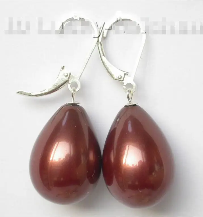

FREE SHIPPING HOT sell new Style >>>> 20mm drip coffee sea shell pearls dangle earrings