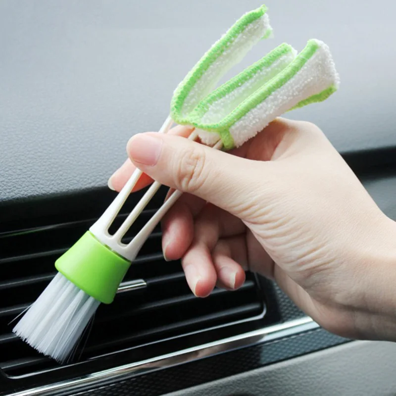 Автомобиль двойной чистящая головка щетки кондиционер воздуха на выходе Чистящая Щетка для машины щелевая щетка инструмент для чистки автомобилей
