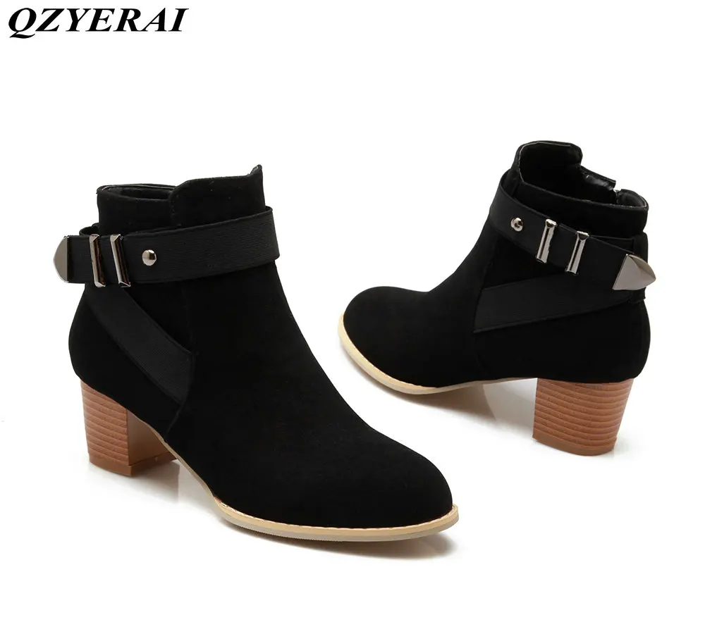 QZYERAI New arrival hot selling winter rough heel spiky fashion Martin boots font b womens b