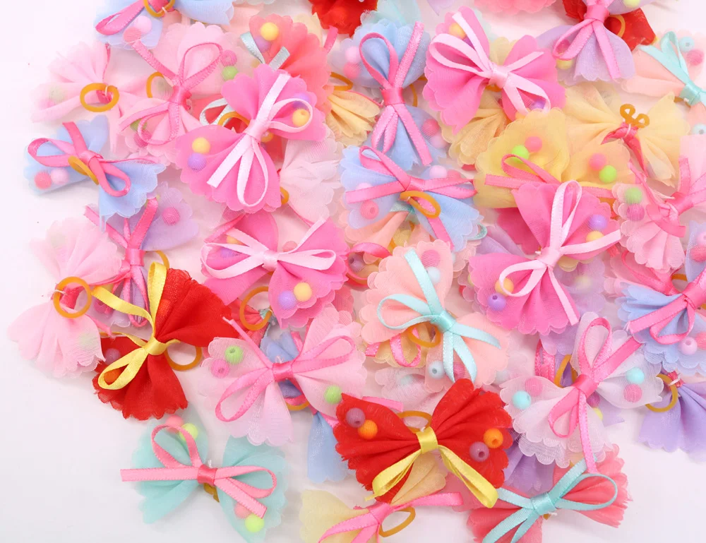 Банты для собак из полиэстера с жемчугом 50 шт.|dog hair bows|pet dog hairdog |