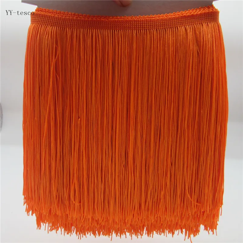YY-tesco 10 ярдов 20 см широкая кружевная бахрома отделка кисточка бахрома отделка для DIY латинское платье сценическая одежда аксессуары кружевная лента - Цвет: Orange