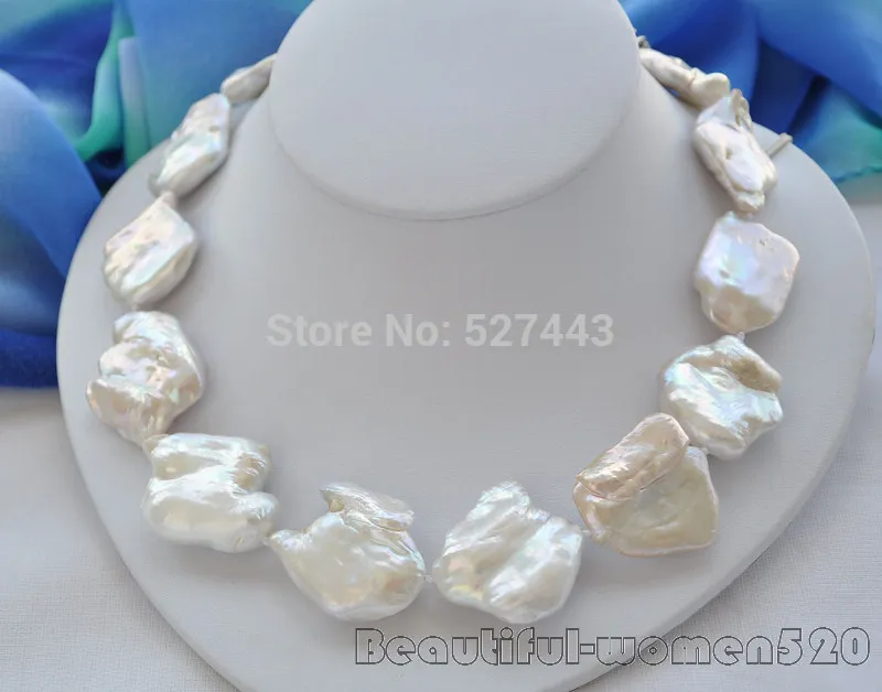 

Wholesale fast BIG WHITE BAROQUE KESHI REBORN PEARL NECKLACE