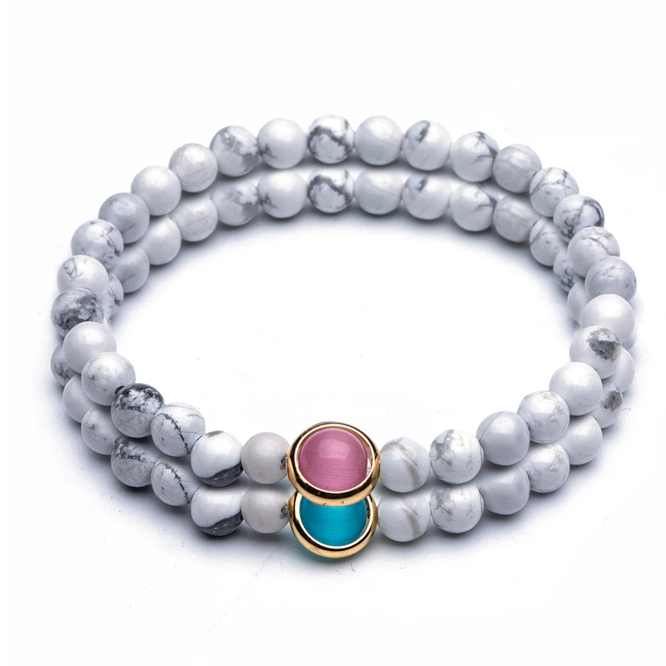 

Couple's 6mm Nature Stone Cat Eye Beads Strand Bracelets Bangles for Women Men Wrap Bracelet Wristband Jewelry Accessories