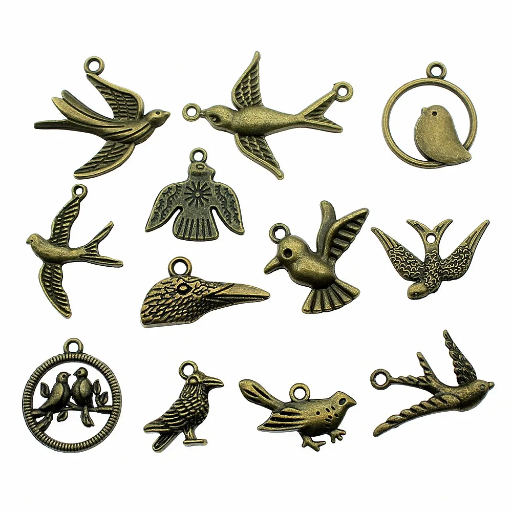 Charms Birds Antique Bronze Birds Charm Pendants Jewelry Making Flying