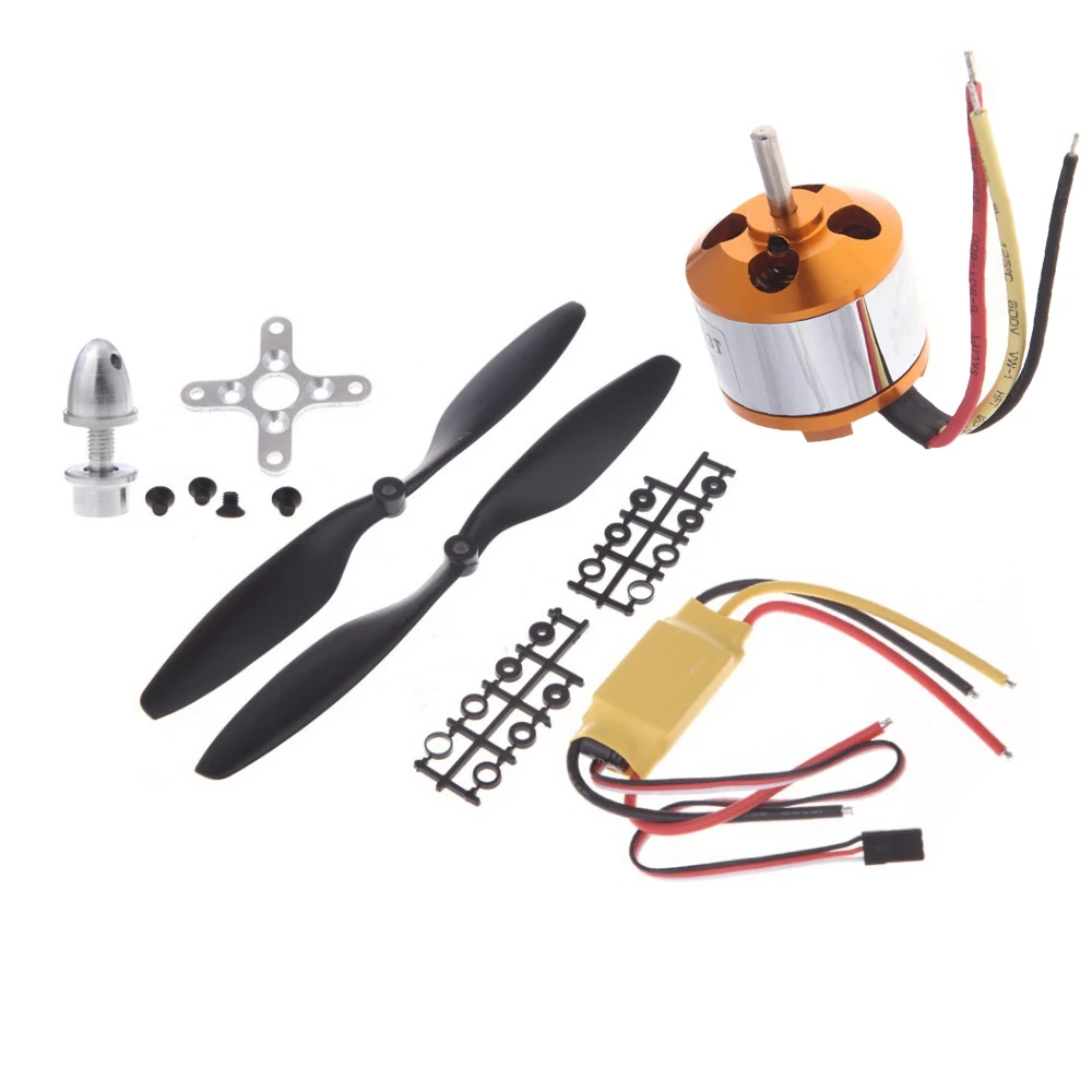 A2208 1100KV/1400KV/2600KV бесщеточный двигатель+ 30A ESC+ 1045 пропеллер(1 пара) Квадрокоптер Набор для RC самолета мультикоптера