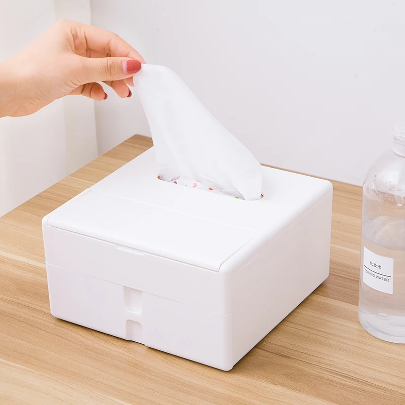 

Multifunctional large capacity paper box with mirror storage box tissue box 17.8*17.8*9.5cm
