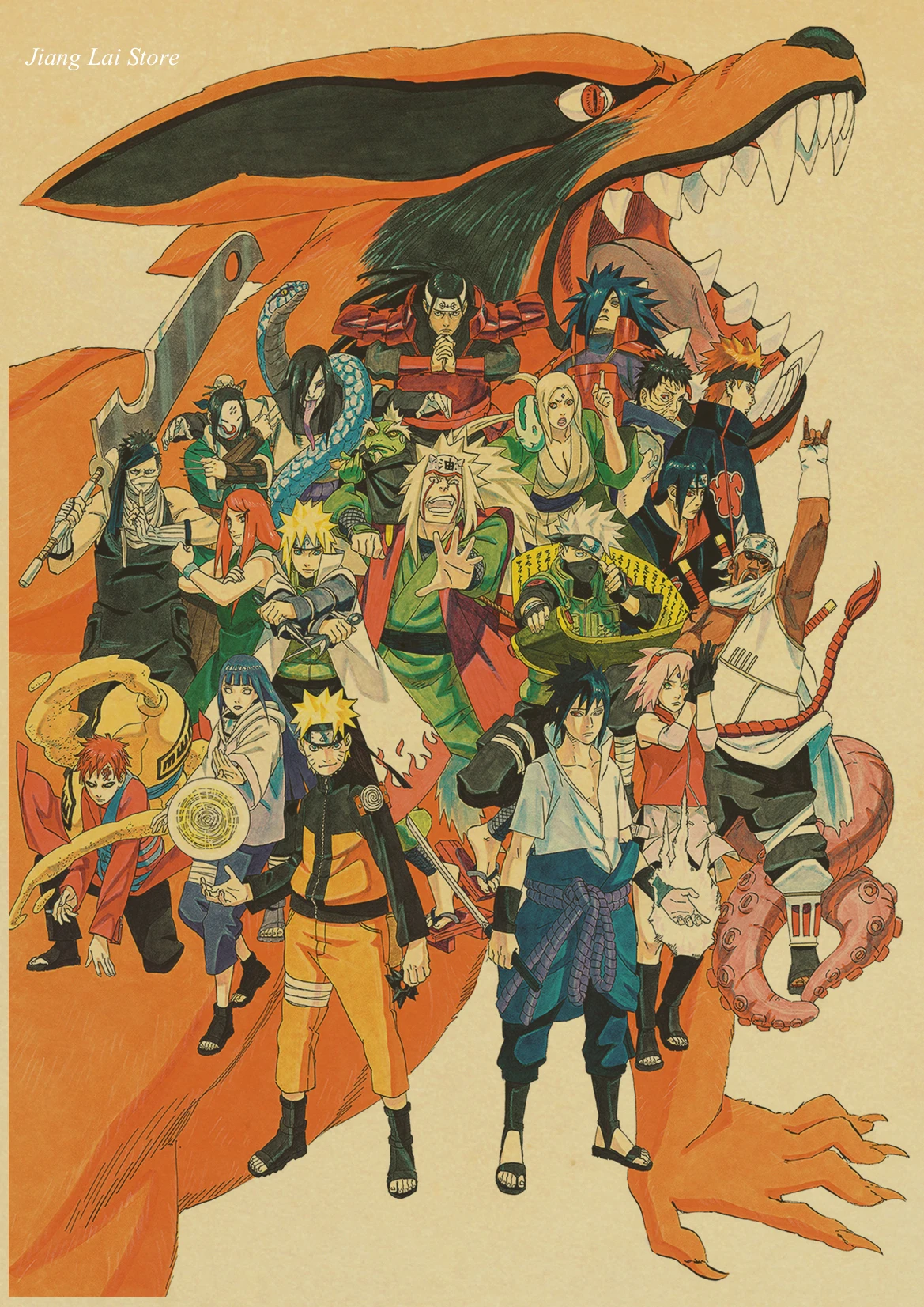 Винтаж Ретро аниме постер аниме постеры Uzumaki постер Naruto Luffy Wanted цельный Бар Кафе домашний декор наклейка на стену - Цвет: H217