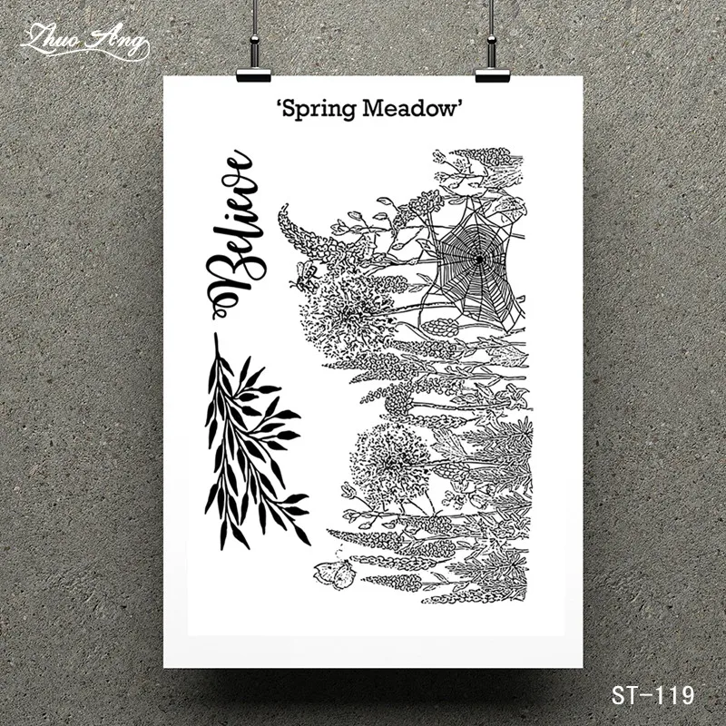 

Spring Meadow Design Clear Stamp for Scrapbooking Rubber Stamp Seal Paper Craft Clear Stamps Card Making