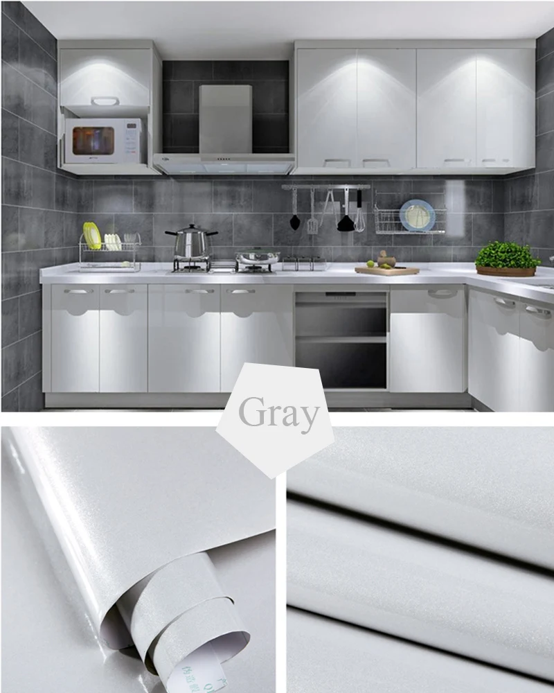 

DIY waterproof vinyl Solid decorative film self adhesive wallpaper roll for kitchen furniture Paint Flash PVC stickers home