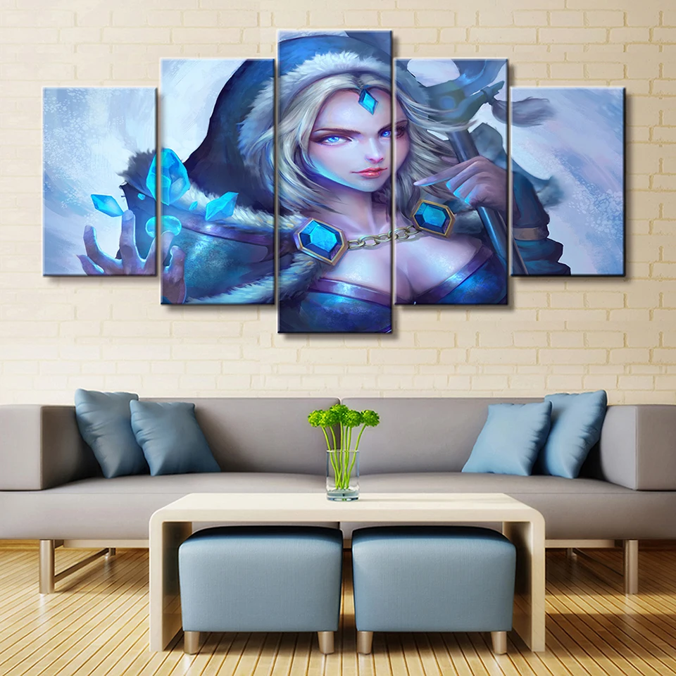 Home Decorative Framework 5 Panels DOTA 2 Paintings Wall Art Printed Game Poster Creative Modular B