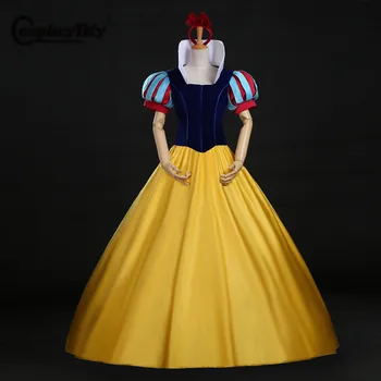 

Cosplaydiy Fairy tale Princess Snow White Cosplay Women Luxury Gown Dress Halloween Fantasia Party Costume With Cape Custom Made