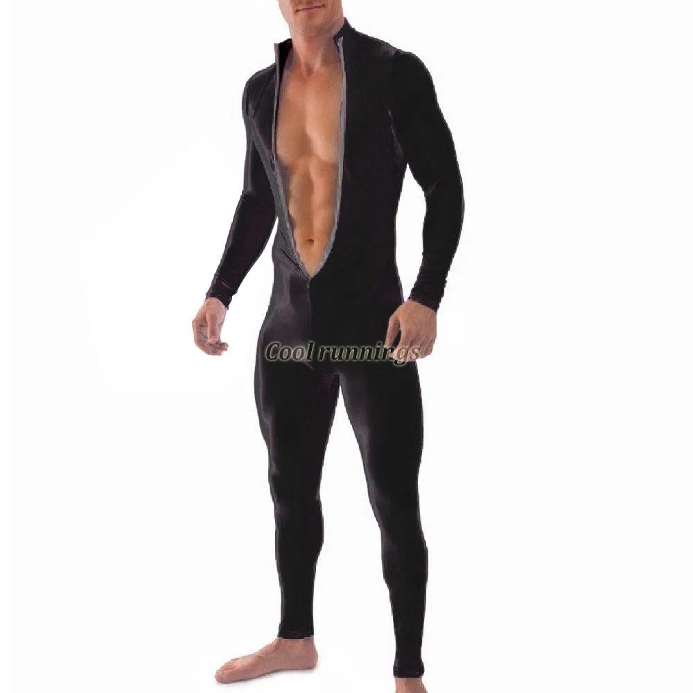 

Adult Sexy Black Front Zipper Zentai Costume Spandex Fancy Dress Unisex Skin Lycra Suit bodysuit Catsuit