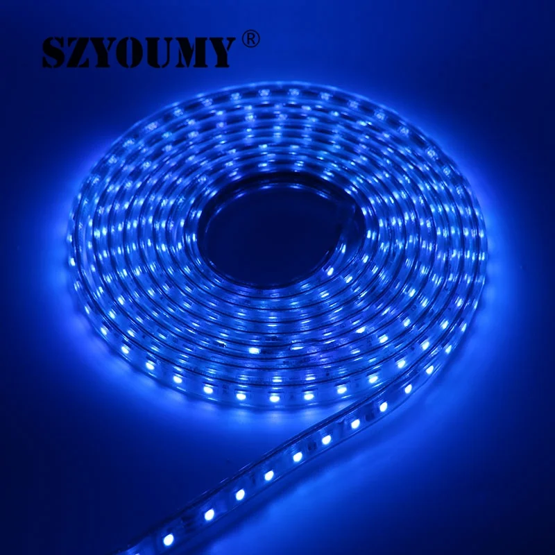 SZYOUMY 220 V Светодиодные ленты 5050 50 м 100 IP67 Водонепроницаемый RGB/белый Цвет веревка для наружного освещения с Мощность контроллер