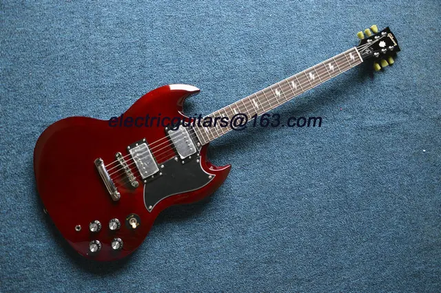 Cheap Free shipping! Dark wine red solid body electric guitar,AAAA++++ Maple body SG guitar,Chrome hardware