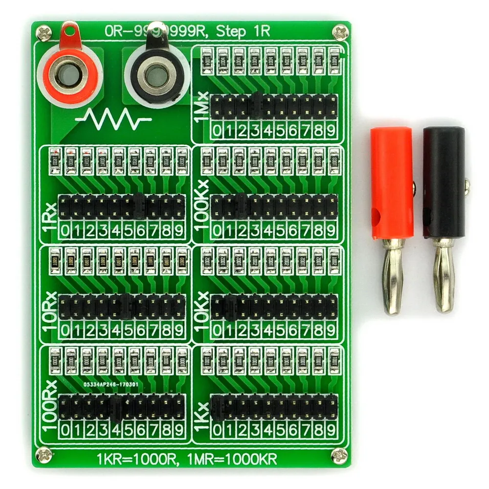 

1R - 9999999R Seven Decade Programmable Resistor Board, Step 1R, 1%, 1/4W.