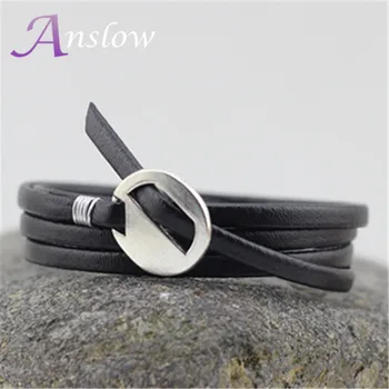 

LOW0206LB Hot Sale Fashion Jewelry 85CM PU Leather Wrap Charms Bracelets For Women Men Female Male Couple Gift