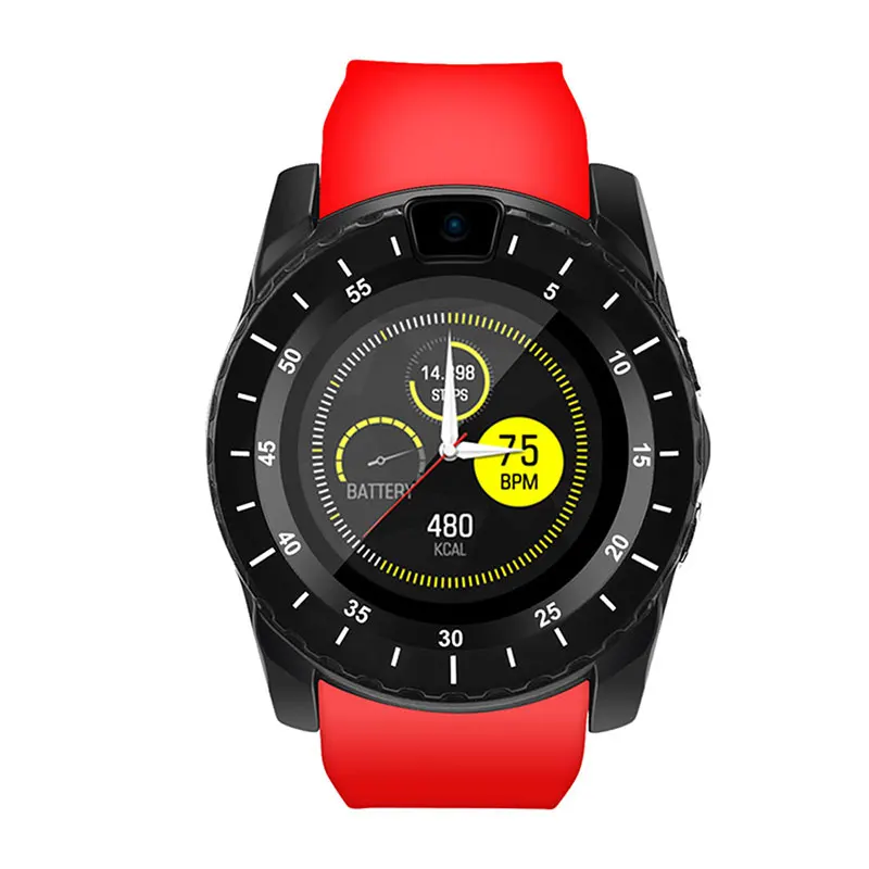 V8S Смарт часы с камерой/sim-картой версия монитор сна сообщения звонки напоминание музыкальный плеер обновлен V8 PK GT08 DZ09 A1 - Цвет: red