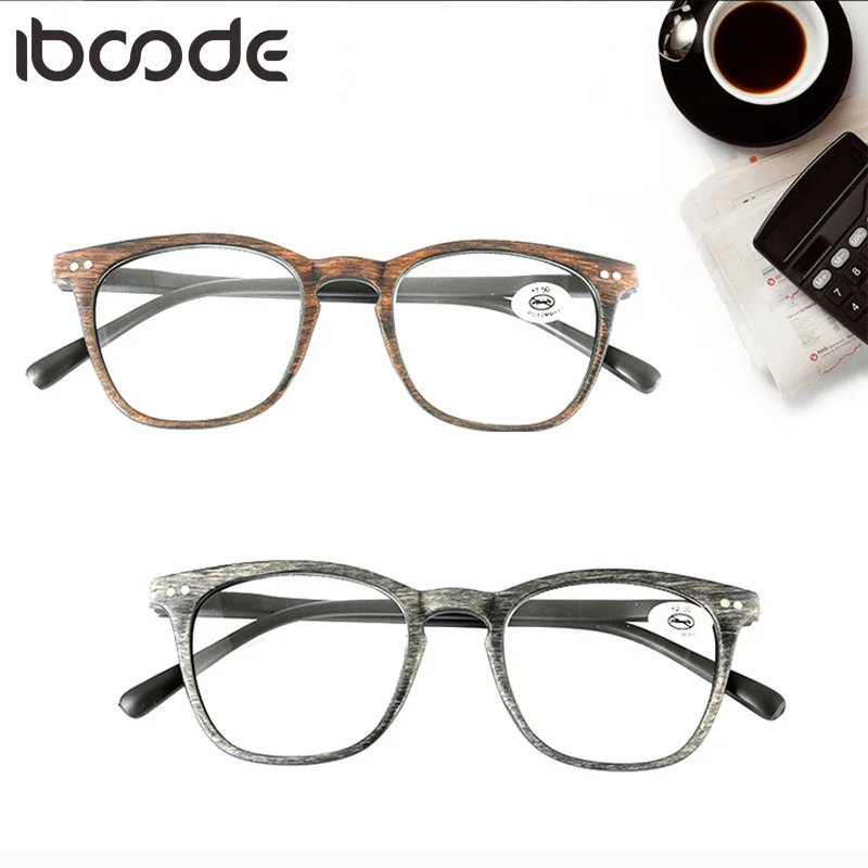 

iboode Retro Reading Glasses Women Men Wood Grain Black Frame Reader Eyeglasses Eye Prescription +1.0 1.5 2.0 2.5 3.0 3.5 4.0