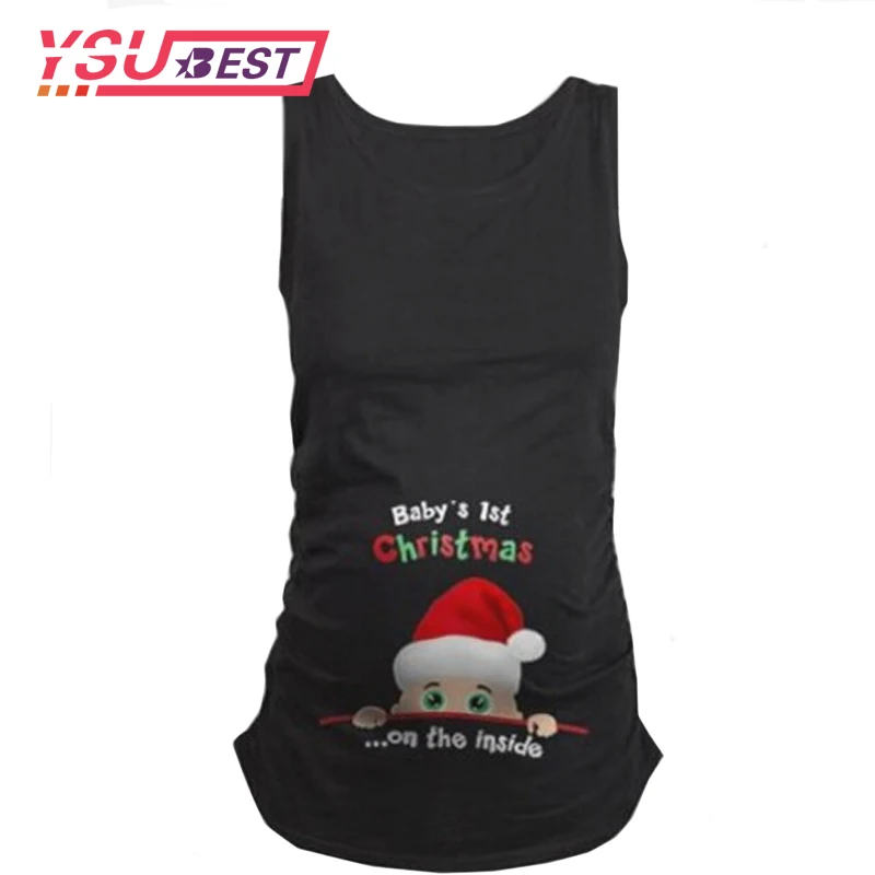 

2019 Summer Christmas Print Original Pregnant Women T-shirts Maternity Tees Clothes Nursing Top Vest Pregnancy Long Tee Shirts